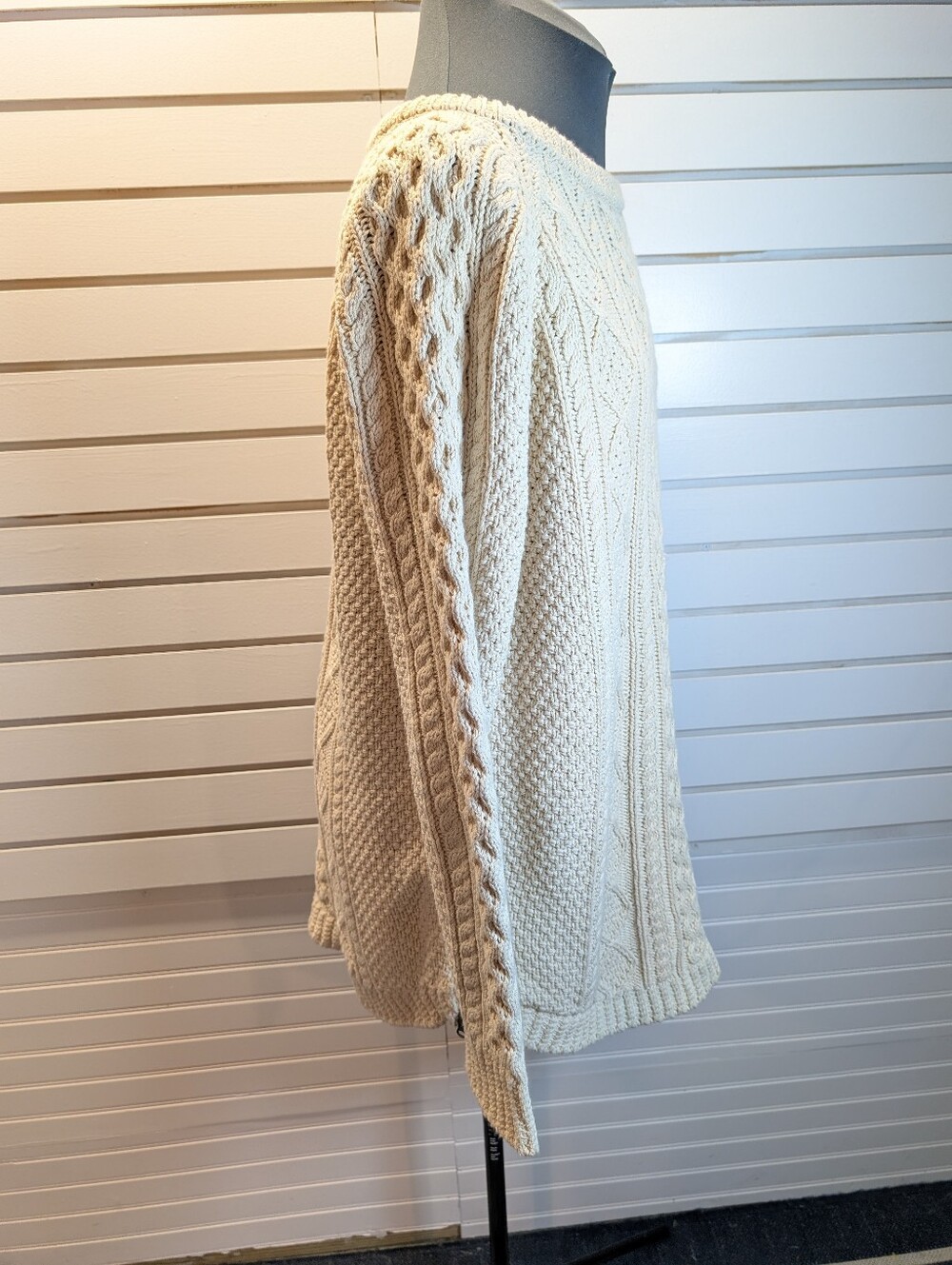 L.L.Bean Signature 100% Cotton Heavy Cable Knit Tunic Sweater – Size Large EUC - Picture 5 of 10